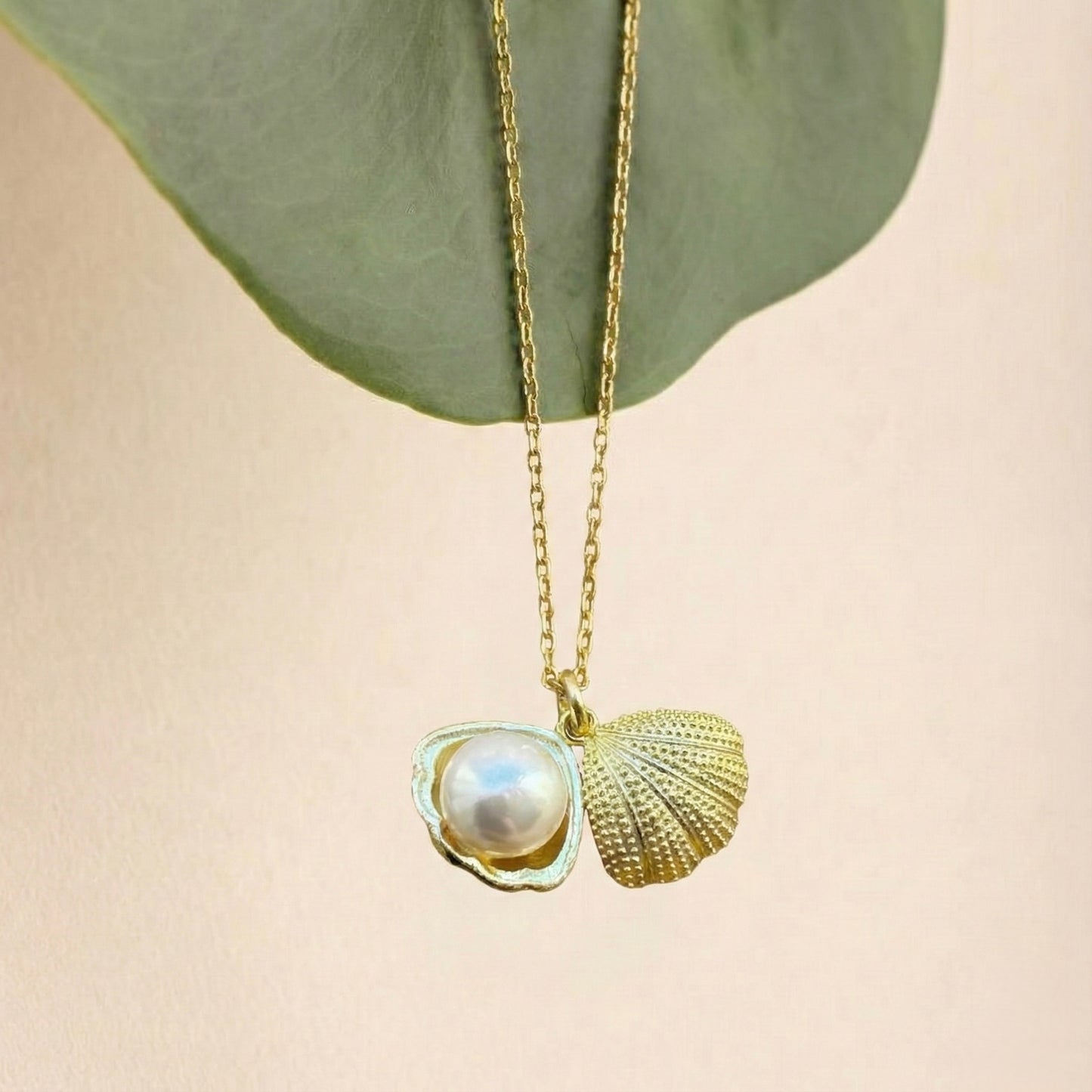 İstiridye İnci Kolye - 14K Altın Kaplama