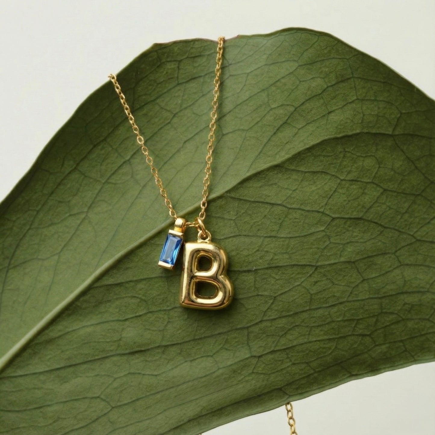 Doğum Taşlı Harf Kolye - 14K Altın Kaplama