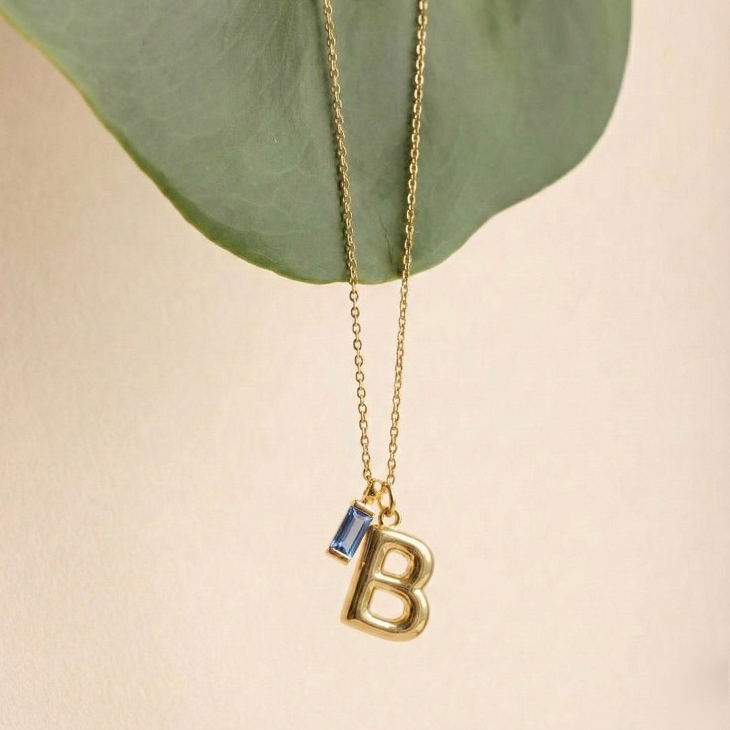 Doğum Taşlı Harf Kolye - 14K Altın Kaplama