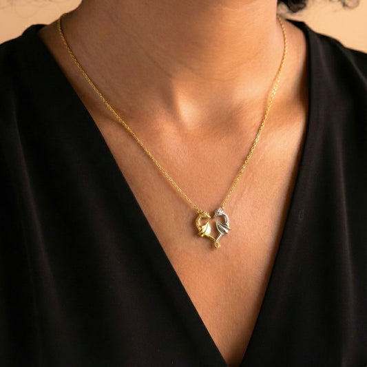 Ejderha Kalp Kolye - 14K Altın Kaplama & Gümüş