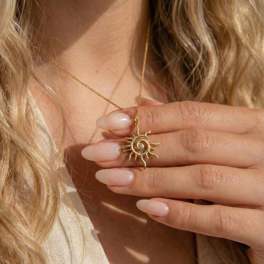 Sarmal Güneş Kolye - 14K Altın Kaplama