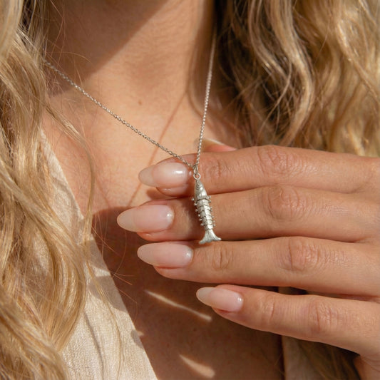 Hareketli Balık Figürlü Kolye - 925 Ayar Gümüş