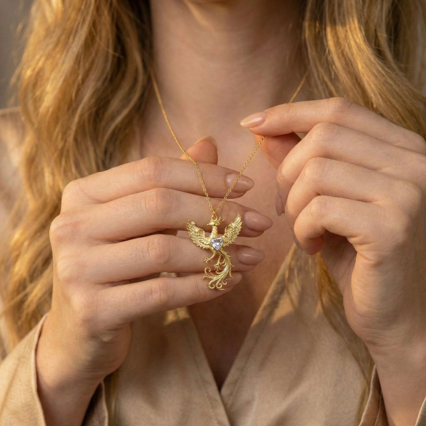 Crystal Phoenix Heart Kolye