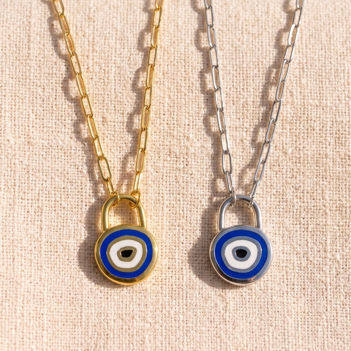 Evil Eye Padlock Kolye – 925 ayar gümüş nazar kolye, Minon (görsel 3)